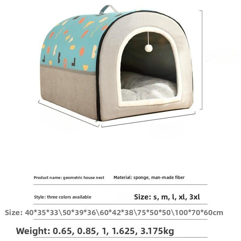 Large Dog House Warm Winter Semi Enclosed Pet Bed with Removable Cover for Cats Dogs Dog Beds for Large Dogs Pet Supplies Perros