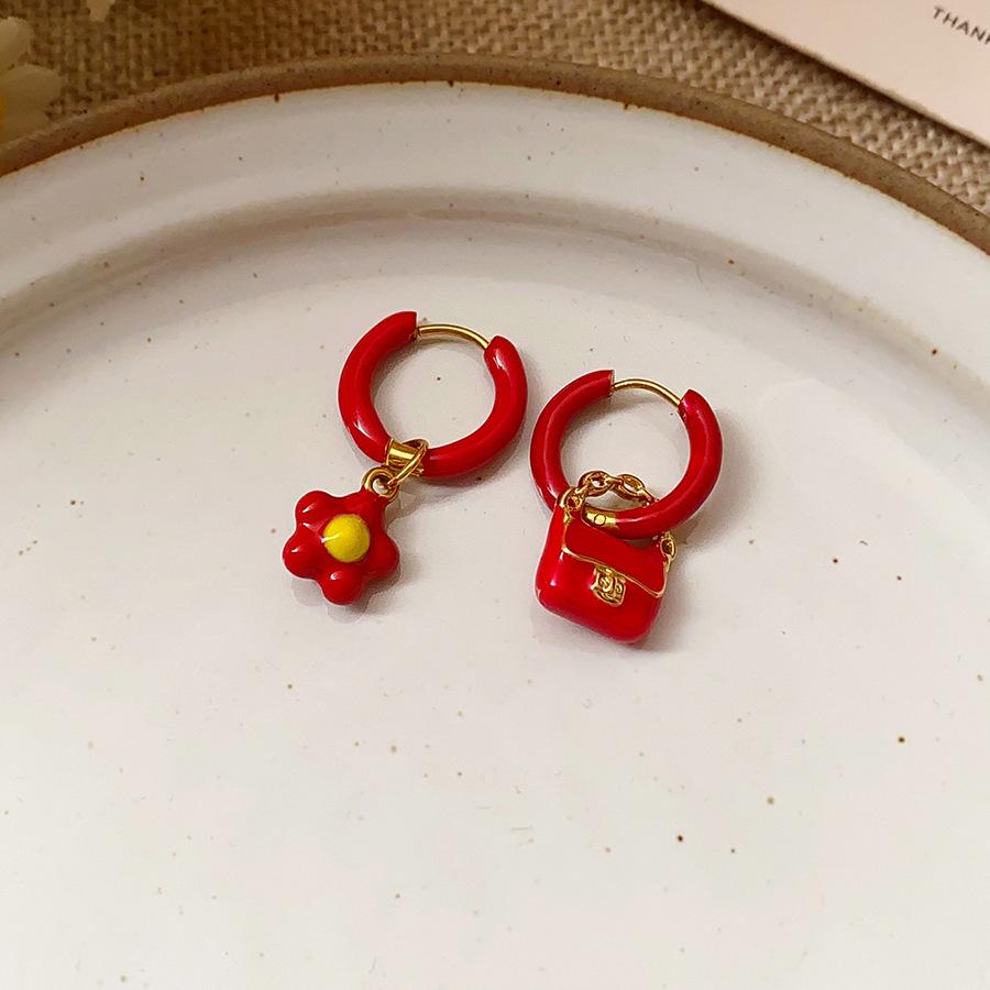 Silberne Nadel Tropfenöl Rote Perlen Ohrstecker - Eleganter & Vielseitiger Schmuck für Damen