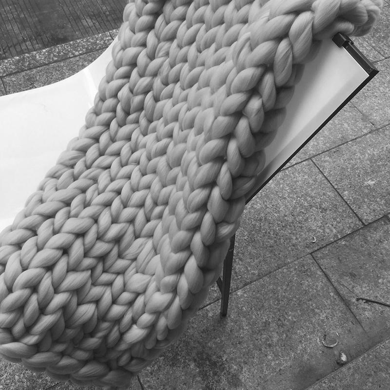 Hand Chunky Knitted Blanket Thick Yarn Merino Wool Bulky Knitting Throw Blankets Throw Carpets Soft Warm Winter Home Sofa Bed
