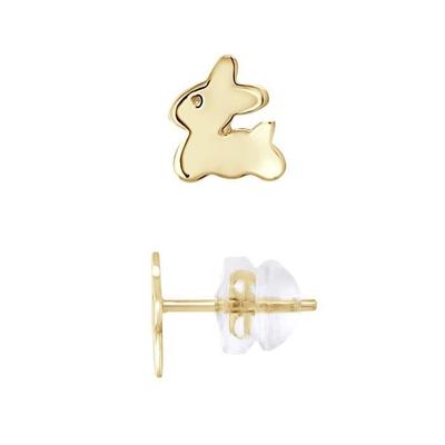 Earrings - LÉA &; ARTHUR - RABBIT Motifs - 375 Yellow Gold - For Children - Stud Earring