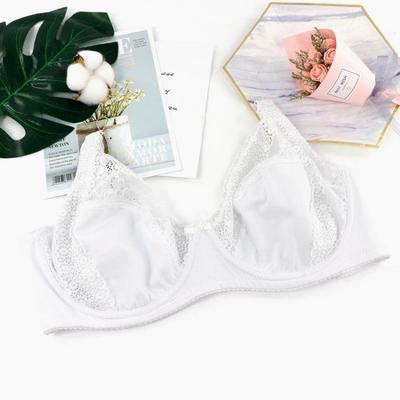 Französisches Blumendesign Übergröße Damen Vollschalen-BH Dünne Atmungsaktive Einlagige Spitzenunterwäsche mit Stahlbügel