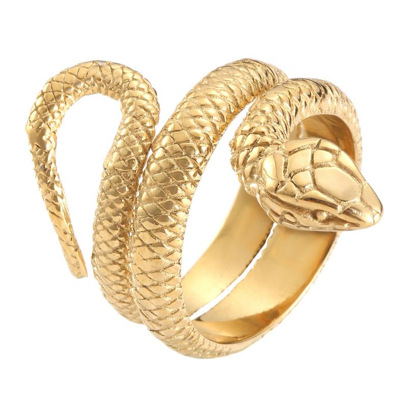Vintage Style 316L Stainless Steel Cobra Snake Ring Women Mens Fashion Party Snake Ring