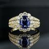 New Gold-plated French-style Bezel Setting with Simulated sapphires6*8Oval Romantic Fashion Ring