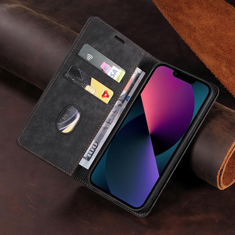 Lærdeksel til Samsung S22Ultra, A20E, A51, S10, S21FE - magnetisk, flip, beskyttelsesdeksel.