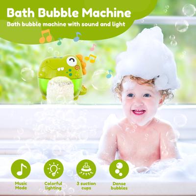 Dinosaur Bubble Machine Baby Bath Toys with Colorful LED Light Music Electric Soap Automatic Bubble Maker Children Bathroom Toy