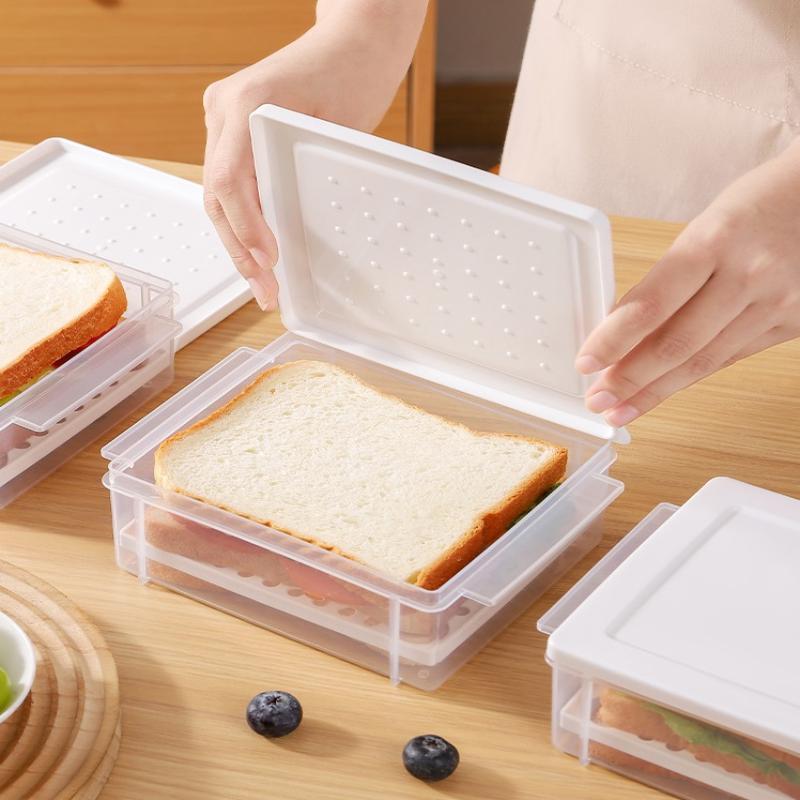 1Pcs Sed Bread Storage Box Toast Refrigerator Freezer French Preservation Container Food Storage Covered Partition Box