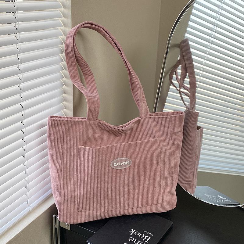 Retro einfache Cord große Kapazität Tragetasche Damen Herbst und Winter neu einzelne Schulter Umhängetasche Unterarm lässige Handtasche