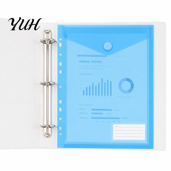 Dustproof Document Holder Clear Poly Envelope Binders Pocket Insert with Hook And Loop Closure, Plastic Project Organizer Documents File Folders Label