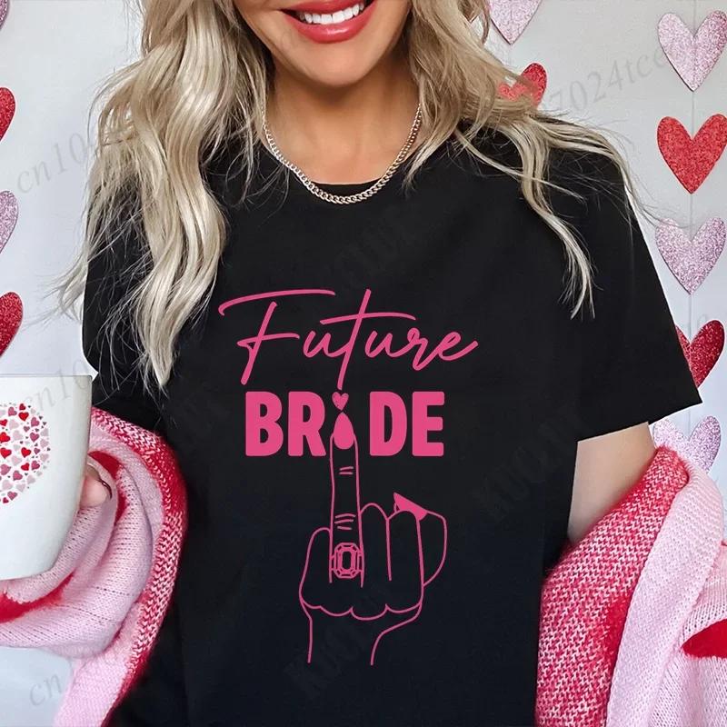 Finger Wedding Ring Graphic Tops for Women Team Bride T-shirt Girls Single Farewell Bachelorette Hen Party Bridal Shower Shirts