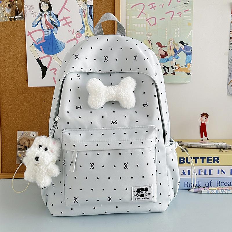 Schoolbag New Schoolbag Female Junior High School Girl Girl Heart Polka Dot Bow Versatile High Value Female Student Backpack