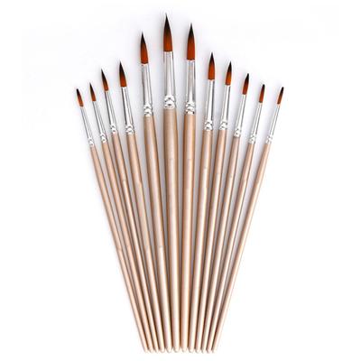 12Pcs Nylon Wool Watercolor Acrylic Painting Brush Set Special Painting Tools for Arts