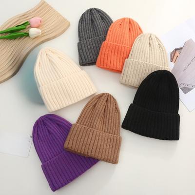 Winter Damen Einfarbig Gestrickte Mütze Outdoor Warme Strickmütze Neutrale Freizeitmütze