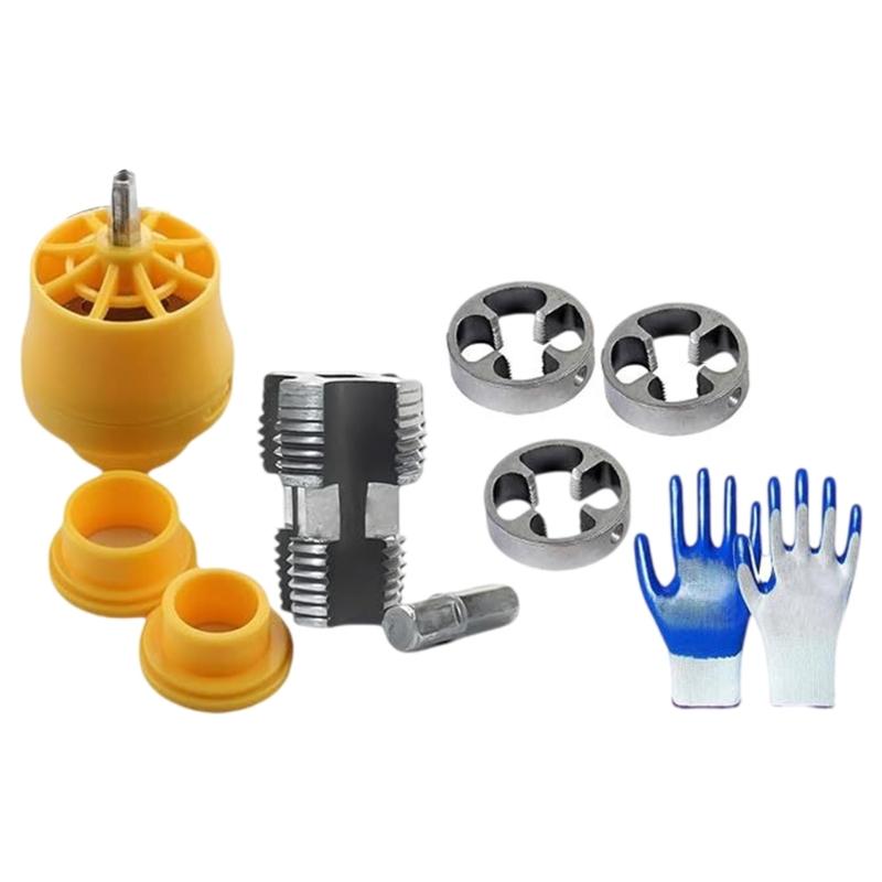 

PVC Pipe Threader Kit Includes 3 Die Sizes Versatile PVC Pipe Thread Maker Tool Set Simple Operate for Electric Drill 1