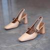 Fashion Zapatos De Mujer Women Classic Round Toe Brown Slip On High Quality Leather Square Heel Shoes Lady Black Comfort Work Shoe Ea649