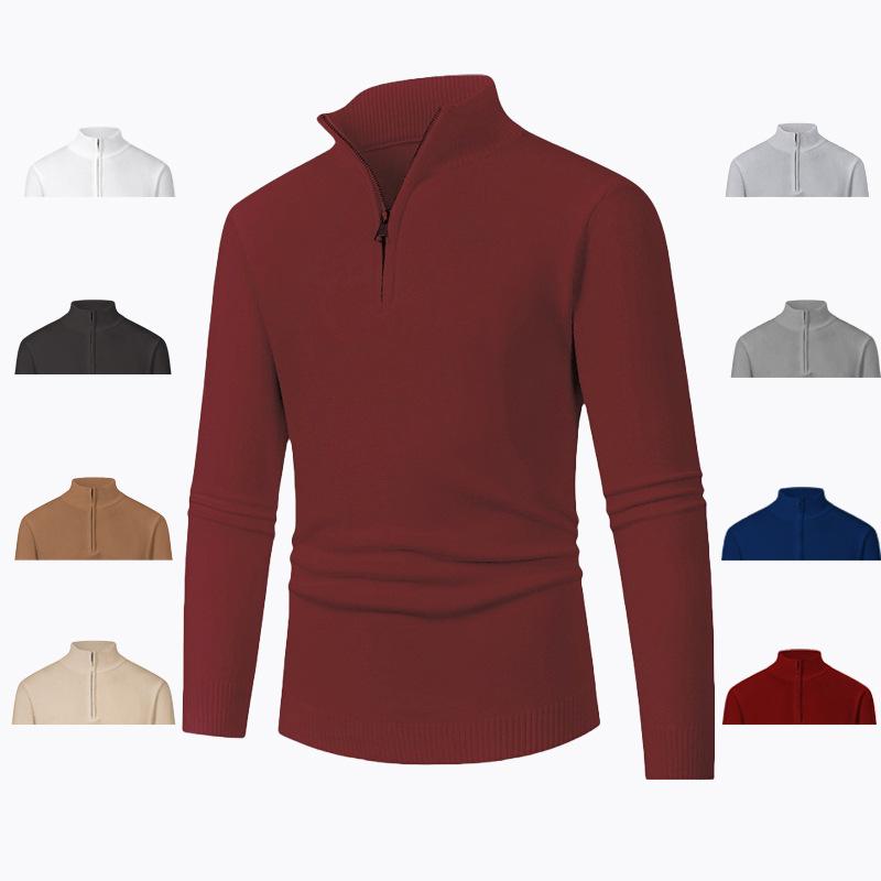 Sweater Men's Autumn Winter New Half-zipper Stretch Slim Base Shirt