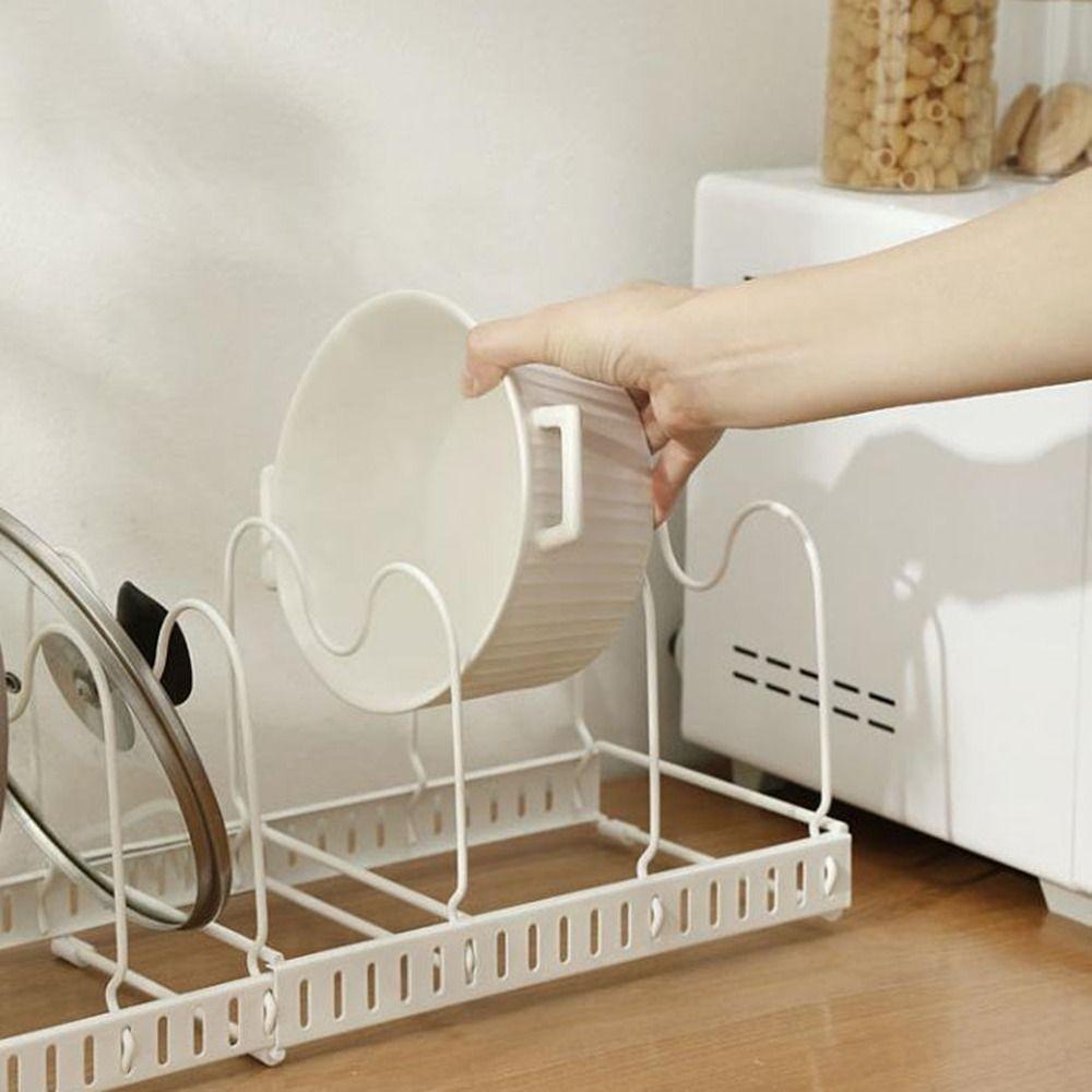 Wave-shaped Dish Drain Rack Adjustable Pot Lid Organizer Practical Expandable Dish Rack  Cabinet