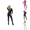 Smooth Touch Metallic Sexy Catsuit Jumpsuit With Double Zipper Closure For Parties