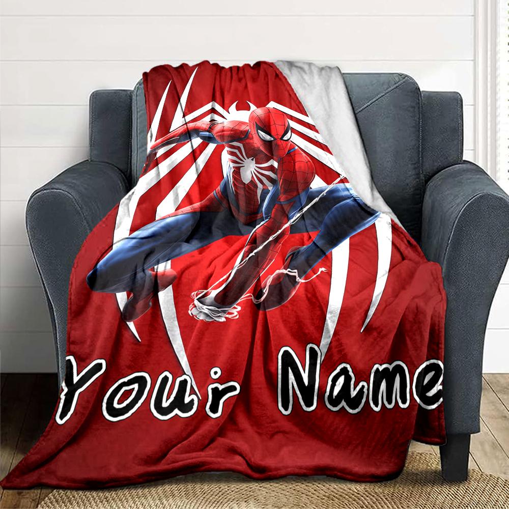 Custom Name Spider-Man Theme Blanket for Couch & Bed, Plush Cozy Fuzzy Blanket Super Soft & Warm Blankets for Fall and Winter. 0908129