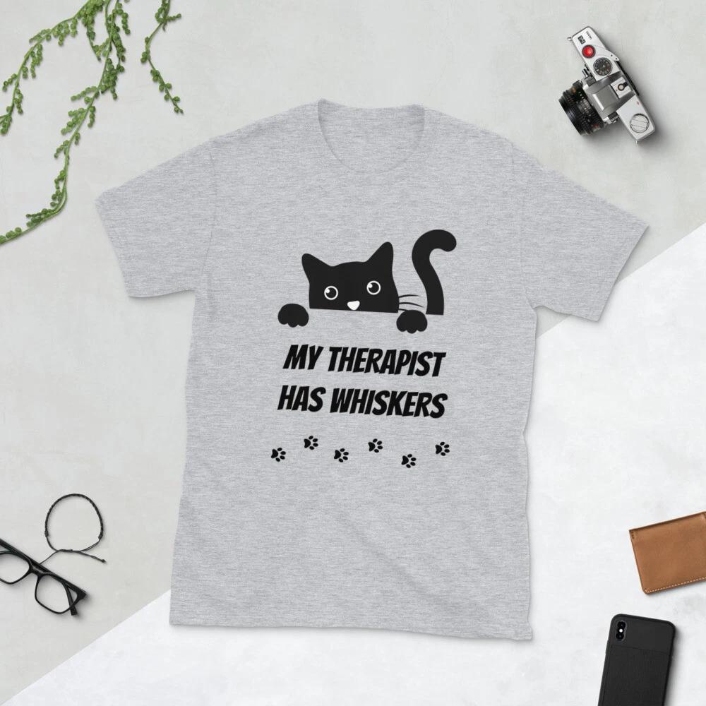 My Therapist Has Whiskers | Cat Lovers Short-Sleeve Unisex T-Shirt 4XL