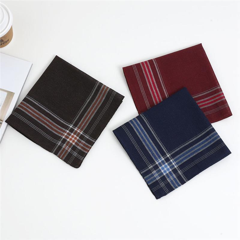 Men's Classic Plaid Polyester Handkerchief for Seniors