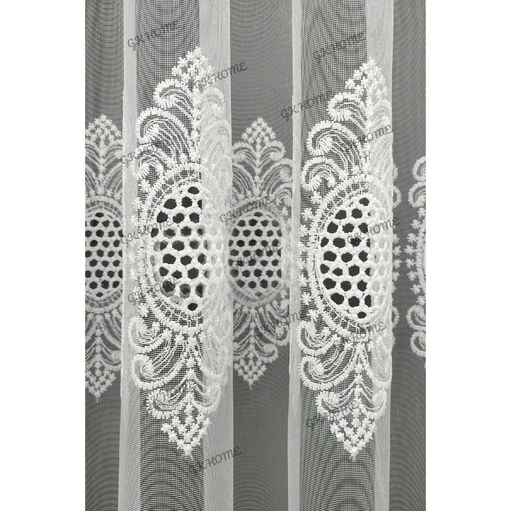 Luxury Lace Patterned Embroidery Living Room Tulle, 1/3 Sewing In Thick Pleated