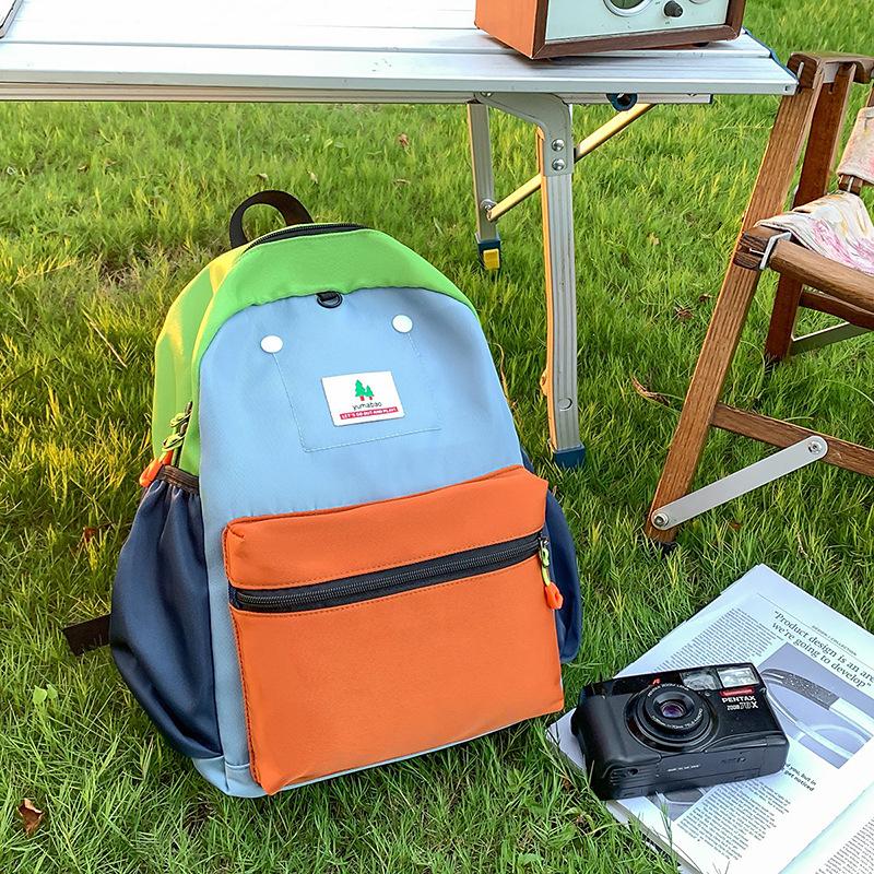 Schoolbag Korean version ins casual versatile backpack schoolbag new contrasting color niche large-capacity backpack primary school girls schoolbag
