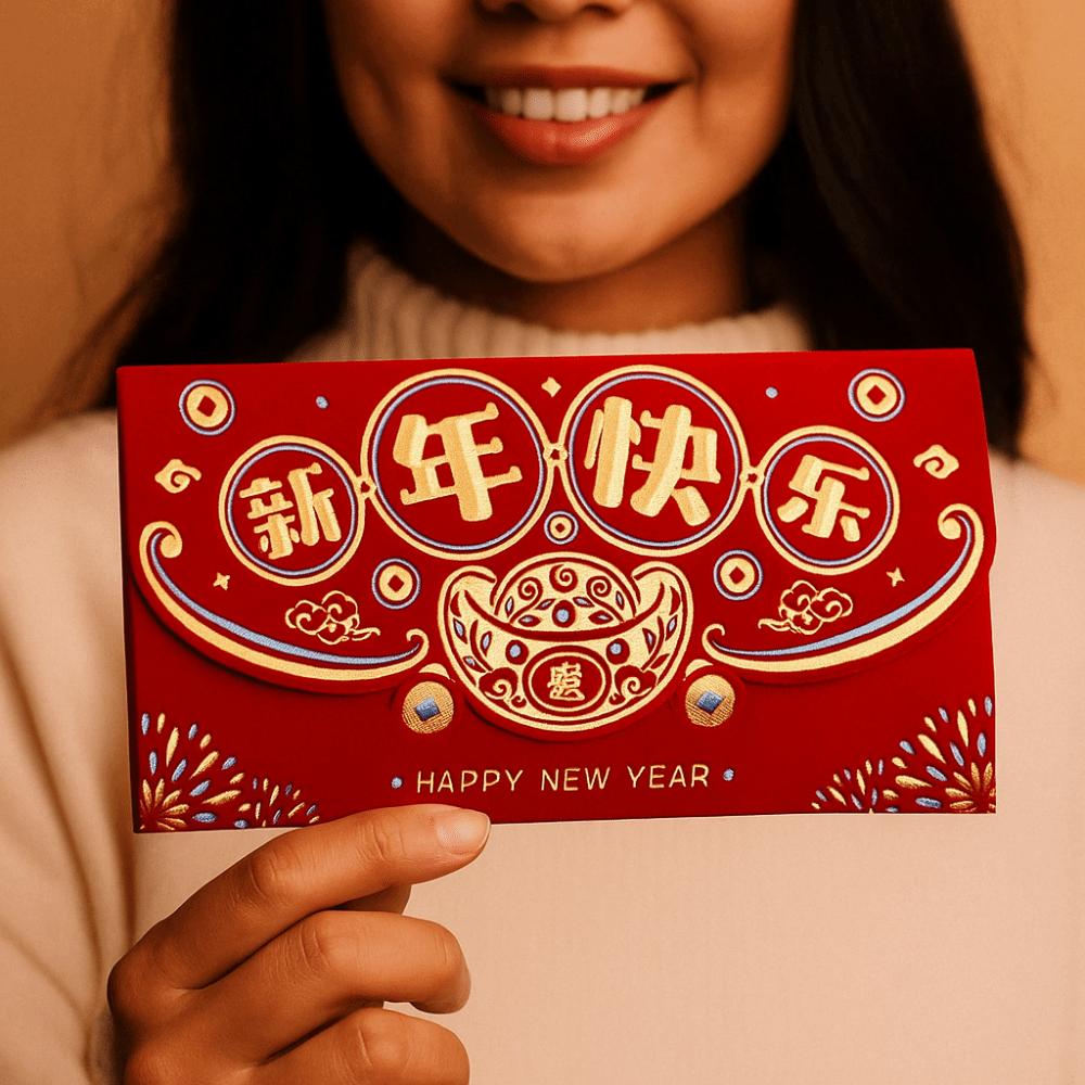 2pcs Blessing Chinese New Year Red Envelopes Flocking Good Lucky Red Packets  Lunar New Year Gifts