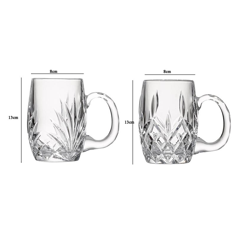 480ml Creative Craft Beer Glass Carved Wine Glass with Handle Large Capacity Water Bottle Party Wheat Beer Cup Bar Accessories