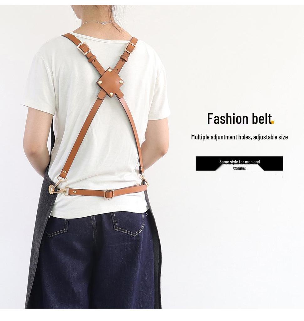Washable Denim Apron: Durable Workwear for Coffee, Milk Tea, or Florist Shops with Custom Logo Option