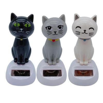 Simpatico cartone animato gatto giocattolo oscillante alimentato ad energia solare decorazione cruscotto auto ornamento bambola accessori