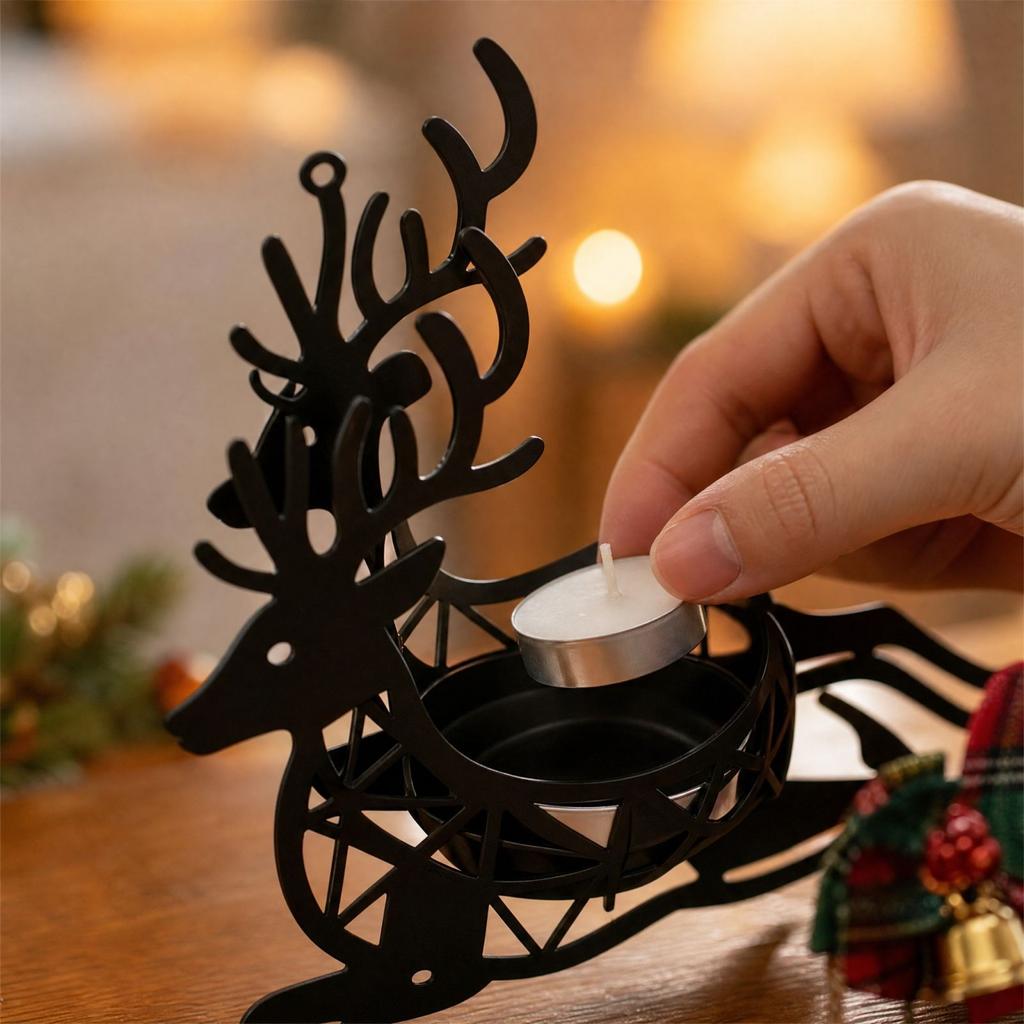 European Tabletop Candle Holder with Design for Christmas Decor