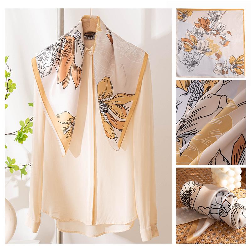 Summer new mulberry silk scarf thin soft and versatile shawl scarf large square scarf cross-border scarf 65*65cm