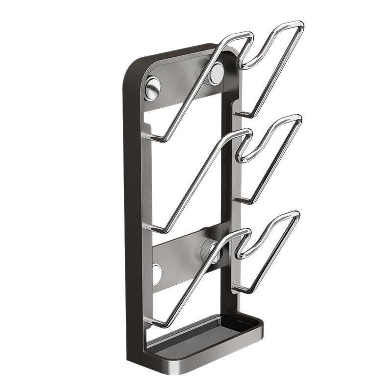 Wall-Mounted Rack Kitchen - Non-Drill Multi-Tier Pot Lid Cutting Board Organizer In Aluminum Modern Minimalist Design