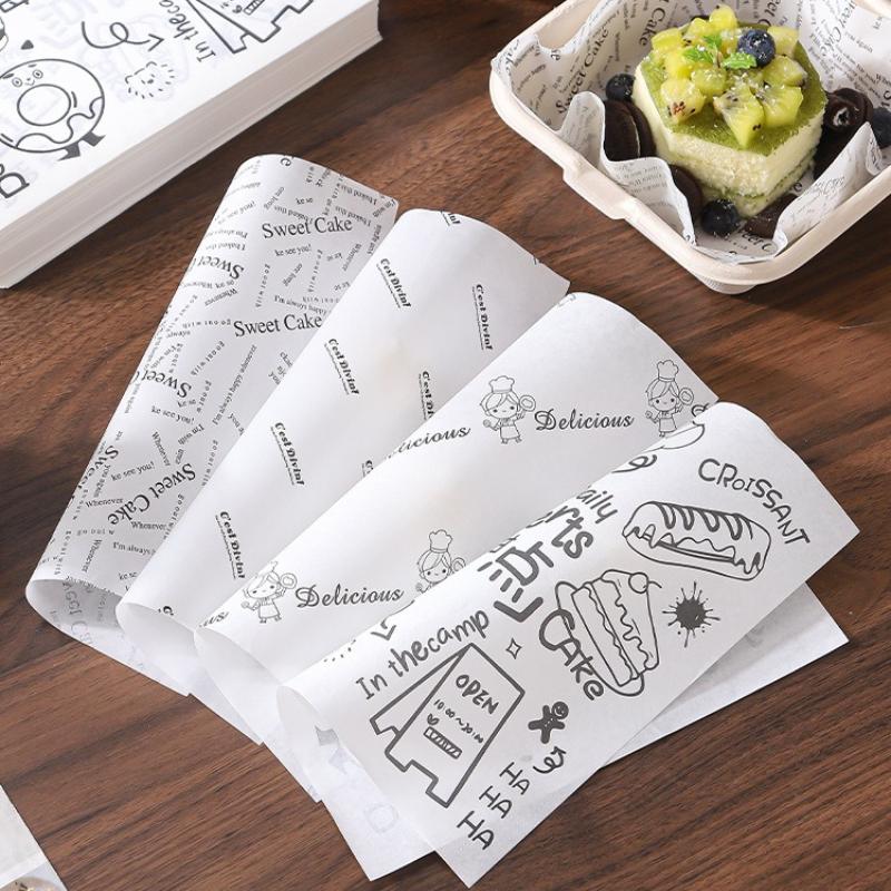 Frittiertes Hähnchen Pommes Öl-Abtrennblech Papier Burger Brot Öl-absorbierendes Papier Sandwich-Verpackungspapiere Backbleche Kuchen Bento-Boxen Polsterpapier