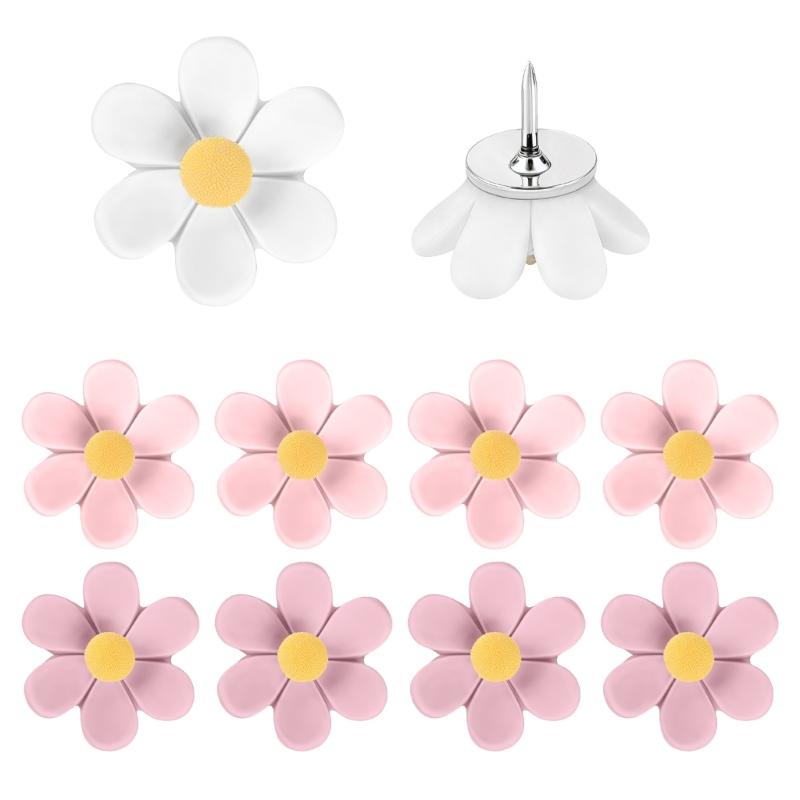 10/20/30Pcs Flower Head Push Pins Cork Notice Board Thumb Tacks for Office Bulletin Board Display Picture Note Memos