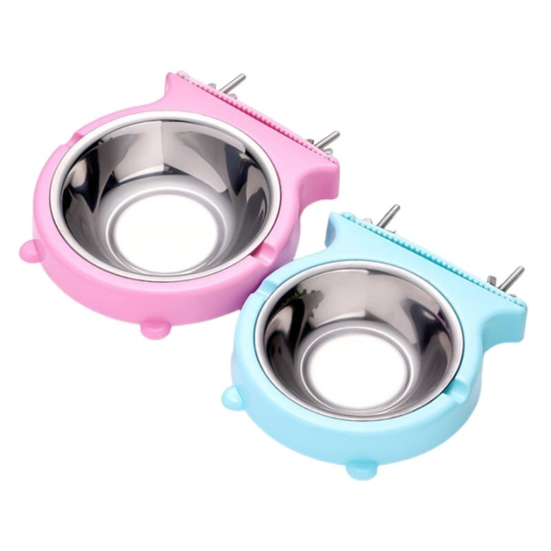 

2Pcs Stainless Steel Dog Bowl Set Hanging Pet Cage Feeder Bowl Food and Water Feeder Dish for Cats Dogs Cage Mounted 1
