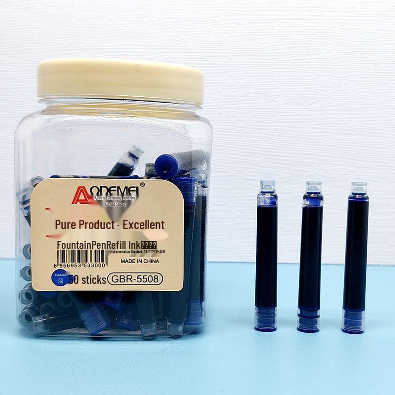 50 Erasable Blue Ink Cartridges for Student Fountain Pens – Large Capacity, Replaceable, Cartridge-Packed