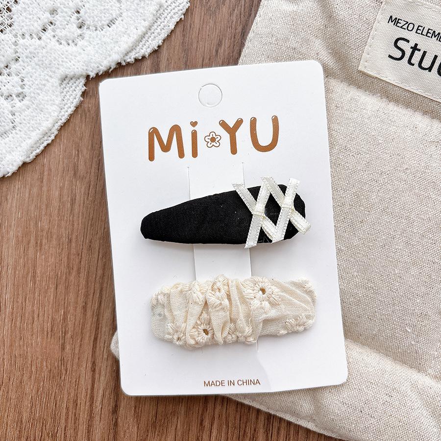 Elegant Simple Lace Bow Baby Hair Clips Fashion Korean Style Girls Students Hairpin Headwear Black White Kids Accessories