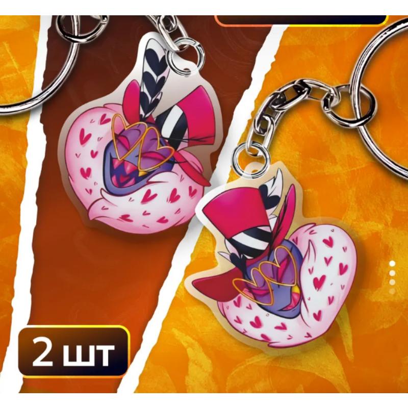 Boucle de Clé Acrylique Dessins Animés Anime pour Hazbin Hotel Velvet Vox 3 Vees Personnage Décoration Pendentif Cadeau d'Anniversaire