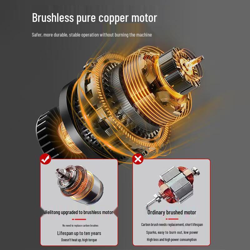 Brushless Dual-Speed Hand Drill with Lithium Battery and Metal Chuck