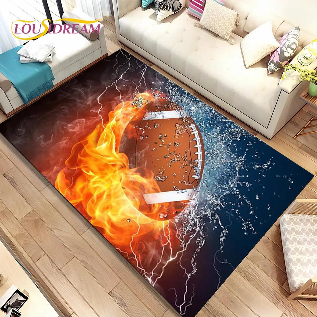 Rugby-Teppich mit amerikanischem Fußballfeld, Teppich für Wohnzimmer, Schlafzimmer, Sofa, Fußmatte, Dekoration, rutschfeste Bodenmatte für Kinder