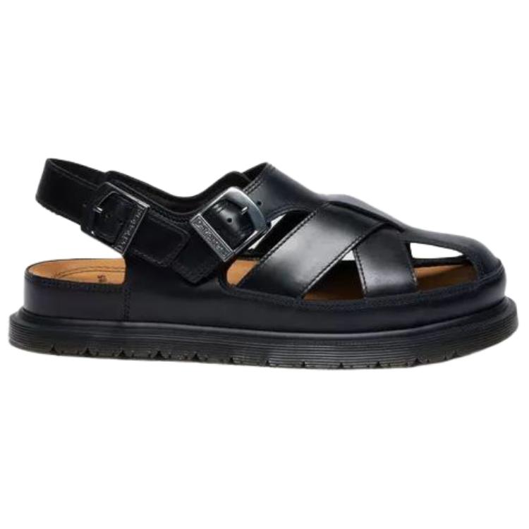 Dr. Martens San Archive Fisherman Leather Fashion Comfortable Minimalist Commuting Outdoor Casual Roman Sandals Unisex Sandals Black 41618001