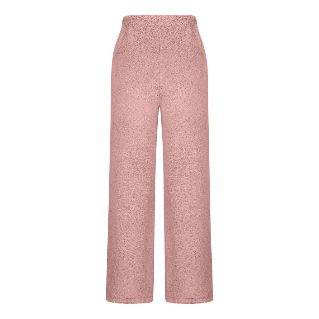 2025 Women's Wide-Leg Warm Plush Elastic Waist Pants