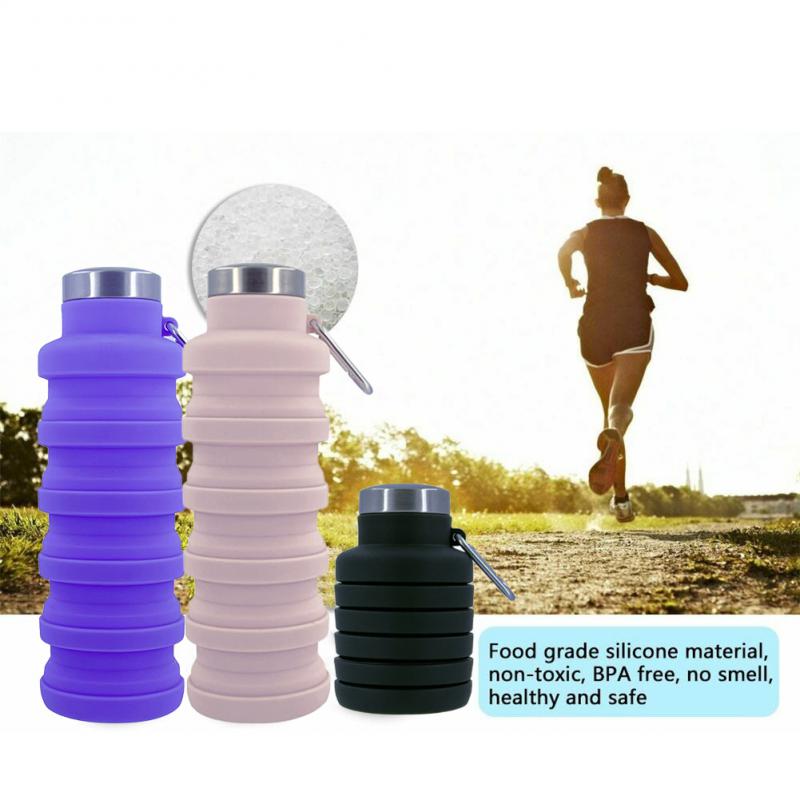 2PCS Outdoor Travel Sports Cup Bpa Free Folding Silicone Water Bottle Portable Retractable Drinking Cup Dropshipping With