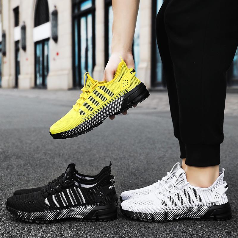 Herrenschuhe neue Sportschuhe große Größe fly-woven Laufschuhe weichsohlige stoßdämpfende Einzelschuhe atmungsaktives Mesh Freizeitschuhe