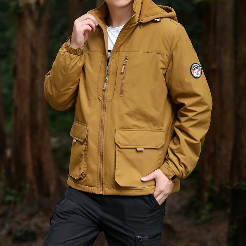 Plus Size Men's Cotton-padded Jacket Coat Autumn and Winter Leisure Young and Middle-aged Outdoor Jacket Plus Velvet Warm Coat