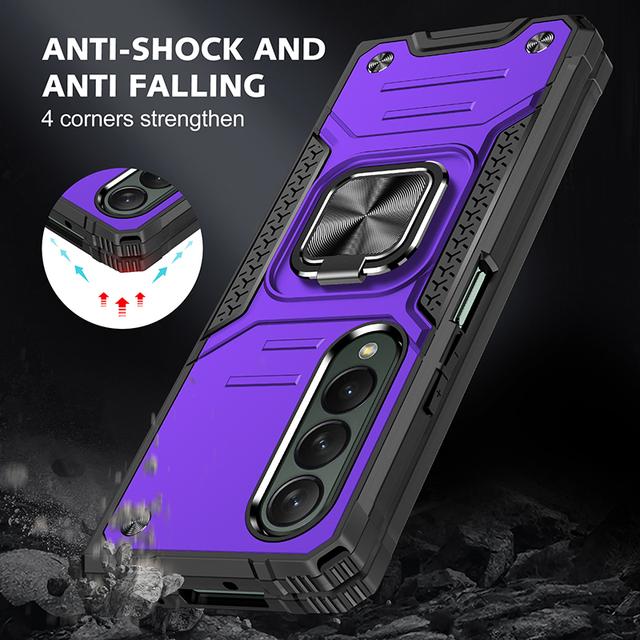 

Чехол-держатель с кольцом на палец с защитой от пыли для Samsung Galaxy Z Fold4 5g Fold 4 Zfold4 Жесткий прочный чехол для Samsung Z Fold4 Чехлы for Samsung Z Fold 4 фиолетовый