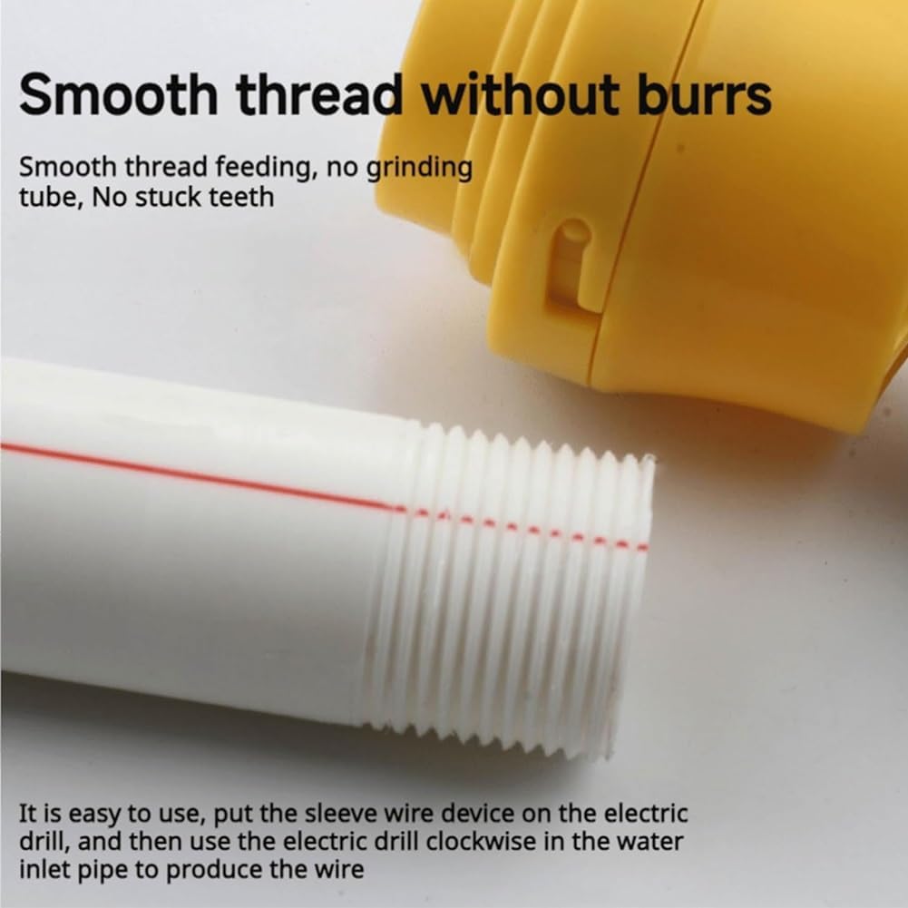 Electric Drill Compatible PVC Pipe Threader Kit, Electric PVC Thread Maker Tool, PVC Pipe Threading Plumbing Tap Die with Drill, Reusable Plastic