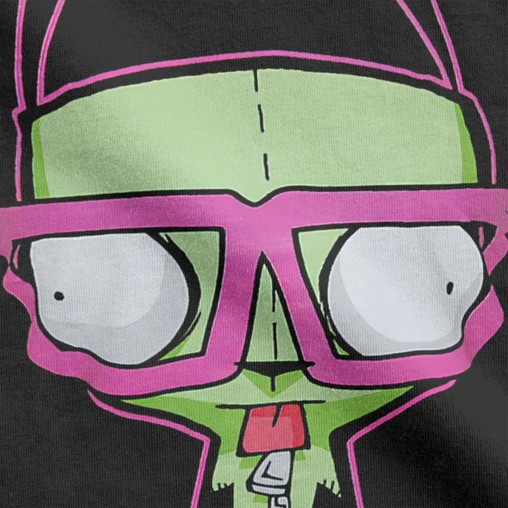 Kawaii Invader Zim Print T-Shirt Men's Cotton Awesome T-Shirt Round Neck T-Shirt Short Sleeve Clothing Graphic T Shirts