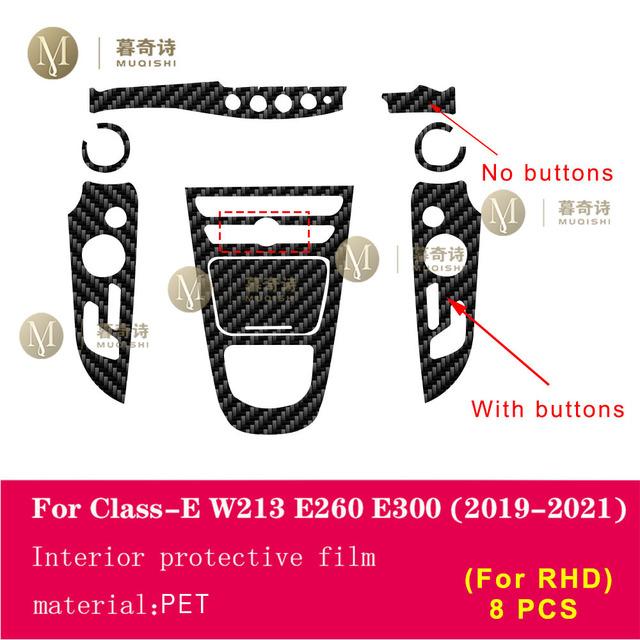 Pentru Mercedes Benz W213 Class-E Coupe - Film interior auto din fibră de carbon 5D PET Consolă centrală Film anti zgârieturi PPF